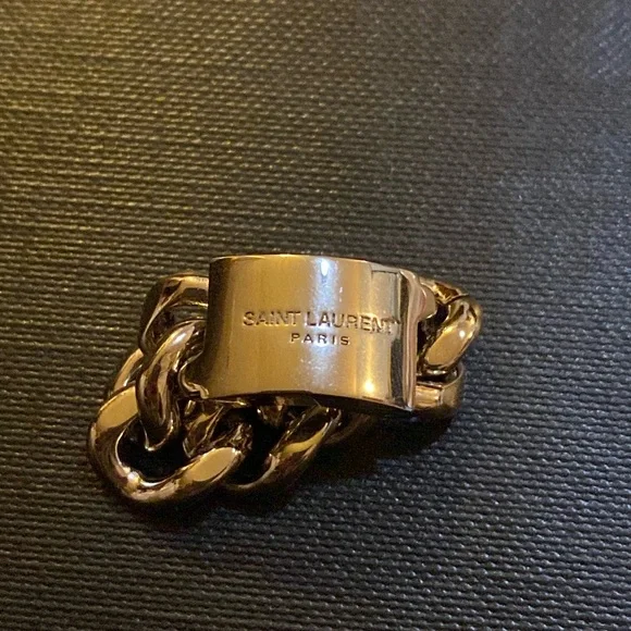 Saint Laurent Chain ID Plaque Ring in Metal Silver size 5 - Picture 4 of 8
